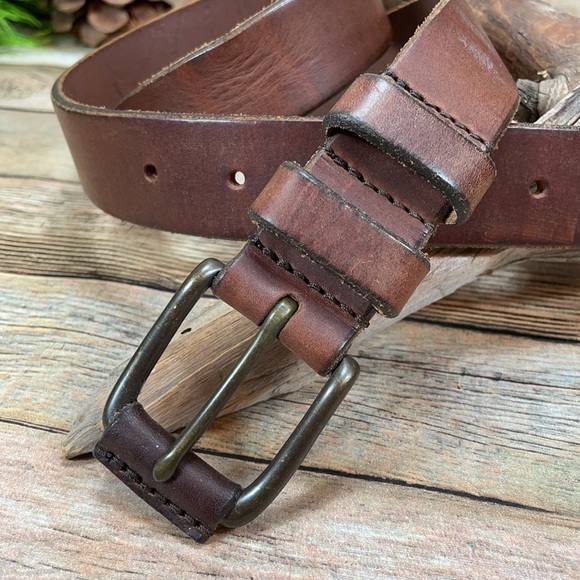 J. Crew Brown Leather Belt Men’s Size 32 - Picture 3 of 11